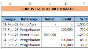 Rumus Excel Untuk Menghitung Saldo Akhir Kas Otomatis Berdasarkan Penerimaan dan Pengeluaran Rumus Excel Untuk Menghitung Saldo Akhir Kas Otomatis Berdasarkan Penerimaan dan Pengeluaran